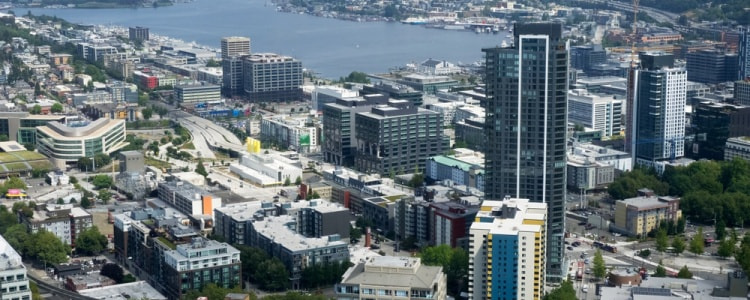 Dramatic view of downtown Seattle